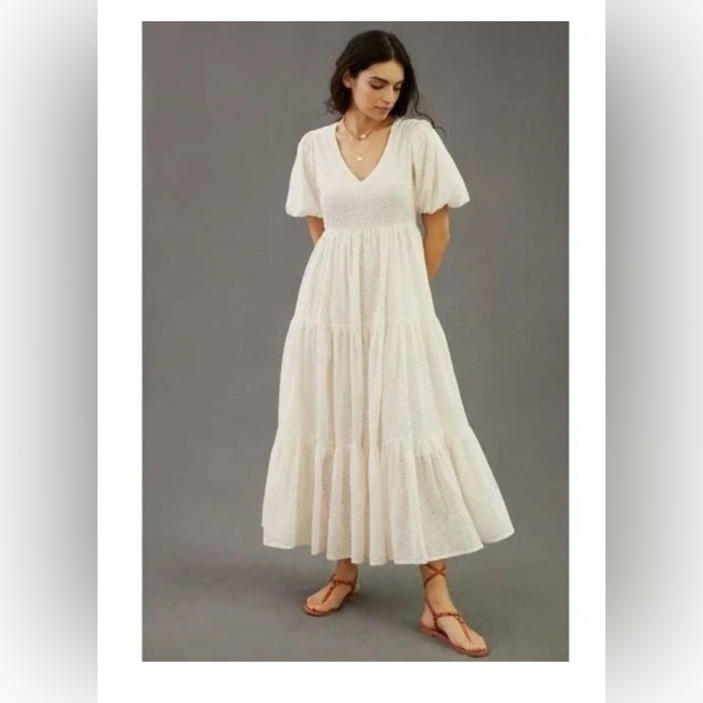 Anthropologie MOTHER Cream Eyelet Maxi Dress 🤍